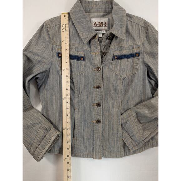 VTG A.M.I. Button-Up Denim Top Women M Denim Rodeo Western Cowboy Country Riding - Picture 7 of 12